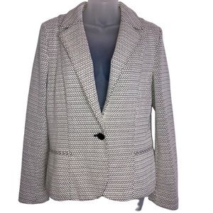 Talbots black and white check pattern button front blazer